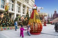 Stuffed carnival at the celebration of Maslenitsa at the Manege square in Moscow