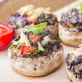 Stuffed champignons with eggs, cheese and paprika. Royalty Free Stock Photo