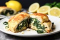 stuffed chicken with leaks of feta and spinach