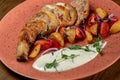 Stuffed chicken leg with potatoes and vegetables Royalty Free Stock Photo