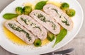 Stuffed chicken roll with cheese and spinach Royalty Free Stock Photo