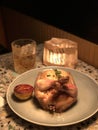 Stuffed chicken and whiskey resto food