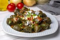 Stuffed collard greens with boiled leaves, traditonal turkish black sea region food, sarma, dolma (Turkish name Kara lahana
