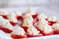 Stuffed Deviled Fresh Strawberries with Graham Cracker Crumbs Royalty Free Stock Photo
