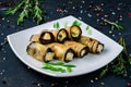 stuffed eggplant on rustic background Royalty Free Stock Photo