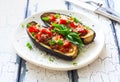 Stuffed eggplants with minceand vegetables Royalty Free Stock Photo