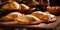 Stuffed empanadas, freshly baked and ready to serve.