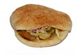 Stuffed Falafel sandwich, a very popular and traditional Egyptian food, a warm pita bread stuffed with crispy hot falafel balls