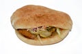 Stuffed Falafel sandwich, a very popular and traditional Egyptian food, a warm pita bread stuffed with crispy hot falafel balls