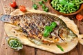 Stuffed fish cooked on bbq Royalty Free Stock Photo