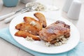 Stuffed gourmet meat with blue cheese and pears