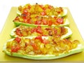Stuffed marrow vegetable and tomatoes Royalty Free Stock Photo