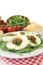 Stuffed mozzarella and arugula Royalty Free Stock Photo