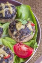 Stuffed mushrooms with eggs, cheese and paprika Royalty Free Stock Photo