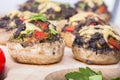 Stuffed mushrooms with eggs, cheese and paprika Royalty Free Stock Photo