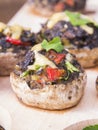 Stuffed mushrooms with eggs, cheese and paprika Royalty Free Stock Photo