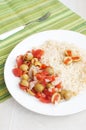 Stuffed olives and tomato salad with couscous Royalty Free Stock Photo