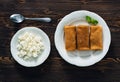 Stuffed pancakes with cottage cheese Royalty Free Stock Photo