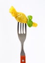 Stuffed pasta on fork Royalty Free Stock Photo
