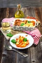 Stuffed pasta shells in casserole. Royalty Free Stock Photo