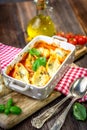 Stuffed pasta shells in casserole. Royalty Free Stock Photo