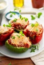 Stuffed peppers with ground beef filling on a plate Royalty Free Stock Photo