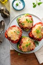 Stuffed peppers with ground beef filling on a plate Royalty Free Stock Photo