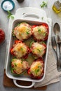Stuffed peppers with marinara sauce and ground beef Royalty Free Stock Photo