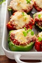 Stuffed peppers with marinara sauce and ground beef Royalty Free Stock Photo