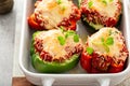 Stuffed peppers with marinara sauce and ground beef Royalty Free Stock Photo