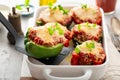 Stuffed peppers with marinara sauce and ground beef Royalty Free Stock Photo