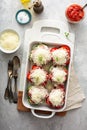 Stuffed peppers with marinara sauce and ground beef Royalty Free Stock Photo