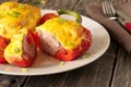 Stuffed peppers with meat, mushrooms, tomatoes and mozzarella ch Royalty Free Stock Photo