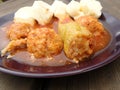 Stuffed peppers, minced meat, rice, tomato sauce, dumplings Royalty Free Stock Photo