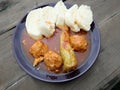 Stuffed peppers, minced meat, rice, tomato sauce, dumplings Royalty Free Stock Photo