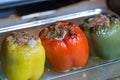 Stuffed peppers in the oven Royalty Free Stock Photo