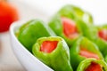 Stuffed peppers in pot ready for cooking Royalty Free Stock Photo