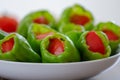 Stuffed peppers in pot ready for cooking Royalty Free Stock Photo