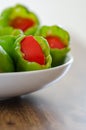 Stuffed peppers in pot ready for cooking Royalty Free Stock Photo