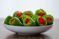 Stuffed peppers in pot ready for cooking Royalty Free Stock Photo