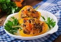 Stuffed peppers with rice, beans and pumpkin Royalty Free Stock Photo