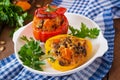Stuffed peppers with rice, beans and pumpkin Royalty Free Stock Photo