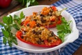 Stuffed peppers with rice, beans and pumpkin Royalty Free Stock Photo