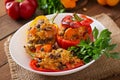 Stuffed peppers with rice, beans and pumpkin Royalty Free Stock Photo