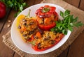 Stuffed peppers with rice, beans and pumpkin Royalty Free Stock Photo