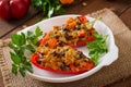 Stuffed peppers with rice, beans and pumpkin Royalty Free Stock Photo