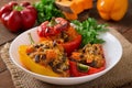 Stuffed peppers with rice, beans and pumpkin Royalty Free Stock Photo