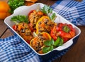 Stuffed peppers with rice, beans and pumpkin Royalty Free Stock Photo