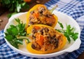 Stuffed peppers with rice, beans and pumpkin Royalty Free Stock Photo