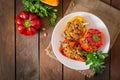 Stuffed peppers with rice, beans and pumpkin Royalty Free Stock Photo